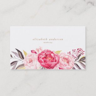 Pink Peongs Blume Aquarell Business Card Visitenkarte