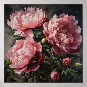 Pink Peongs Blume Art Print Poster