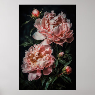 Pink Peongs Blume Art Print Poster