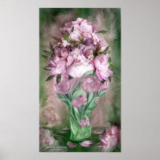 Pink Peongs in Peony Vase Art Poster/Print Poster