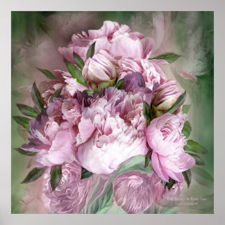 Pink Peongs in Peony Vase - Sq-Art Poster/Print Poster