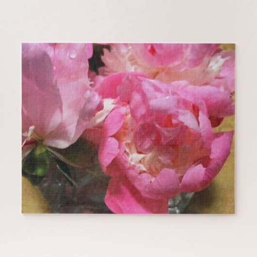 Pink Peongs in Vase Foto Mouse Pad Puzzle (Horizontal)