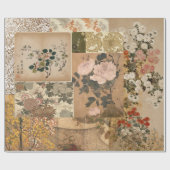 Pink Peongs und Rose Antike Kunst Geschenkpapier (Flach)