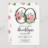 Pink Peonies 60. Geburtstag Einladung (Vorne/Hinten)