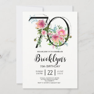 Pink Peonies 70. Geburtstag Einladung
