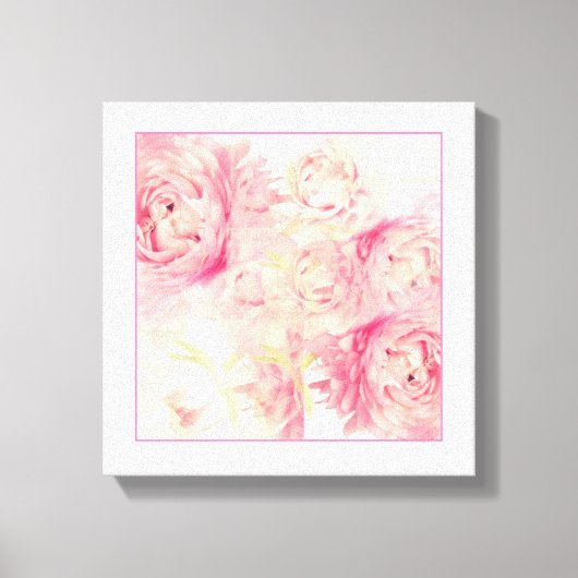 Pink Peonies Abstrakt Art Gestrickte Leinwand (Vorderseite)