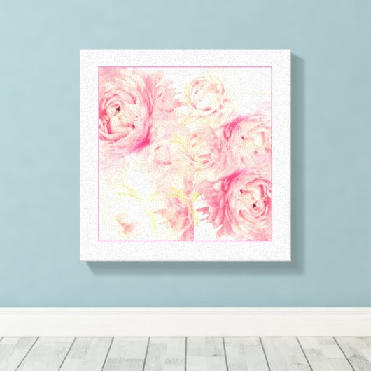 Pink Peonies Abstrakt Art Gestrickte Leinwand (Insitu (Holzboden))