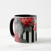 pink peonies and black and white stripes tasse (Vorderseite Links)
