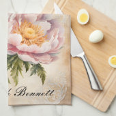 Pink Peonies and Lace Geschirrtuch (Viertel Falte)