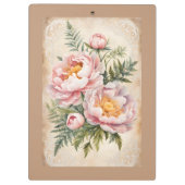 Pink Peonies and Lace Klemmbrett (Rückseite)