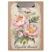 Pink Peonies and Lace Klemmbrett (Vorderseite)