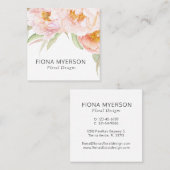 Pink Peonies Aquarellblume Quadratische Visitenkarte (Vorne/Hinten)