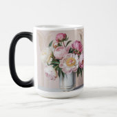  Pink Peonies Art Deco Morphing Mug Verwandlungstasse (Links)