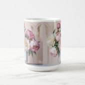  Pink Peonies Art Deco Morphing Mug Verwandlungstasse (Zentrum)