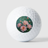 Pink Peonies Artwork on Emerald Green Golfball (Vorderseite)