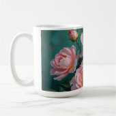 Pink Peonies Artwork on Emerald Green Kaffeetasse (Links)