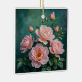 Pink Peonies Artwork on Emerald Green Keramikornament (Rechts)