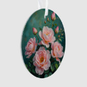 Pink Peonies Artwork on Emerald Green Ornament (Vorderseite)