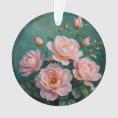 Pink Peonies Artwork on Emerald Green Ornament (Vorderseite)