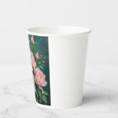 Pink Peonies Artwork on Emerald Green Pappbecher (Links)