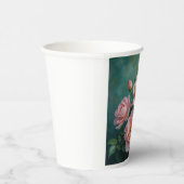 Pink Peonies Artwork on Emerald Green Pappbecher (Rechts)