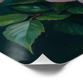 Pink Peonies Artwork on Emerald Green Poster (Ecke)