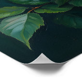 Pink Peonies Artwork on Emerald Green Poster (Ecke)