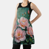 Pink Peonies Artwork on Emerald Green Schürze (InSitu)