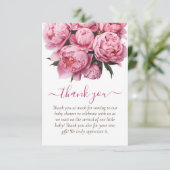 Pink Peonies Baby Dusche Danke (Stehend Vorderseite)