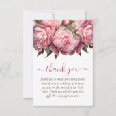 Pink Peonies Baby Dusche Danke (Vorderseite)