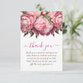 Pink Peonies Baby Dusche Danke (Stehend Vorderseite)