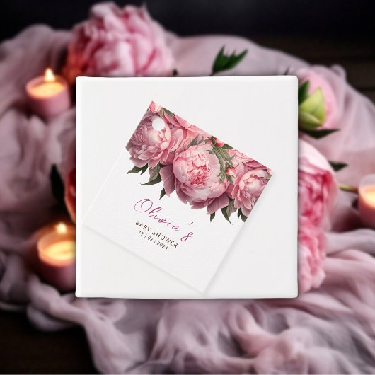 Pink Peonies Baby Dusche Geschenkanhänger