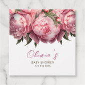 Pink Peonies Baby Dusche Geschenkanhänger (Vorderseite)