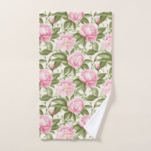 Pink Peonies Badhandtuch Set (Handtuch)