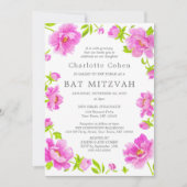 Pink Peonies Bat Mitzvah Einladung (Vorderseite)