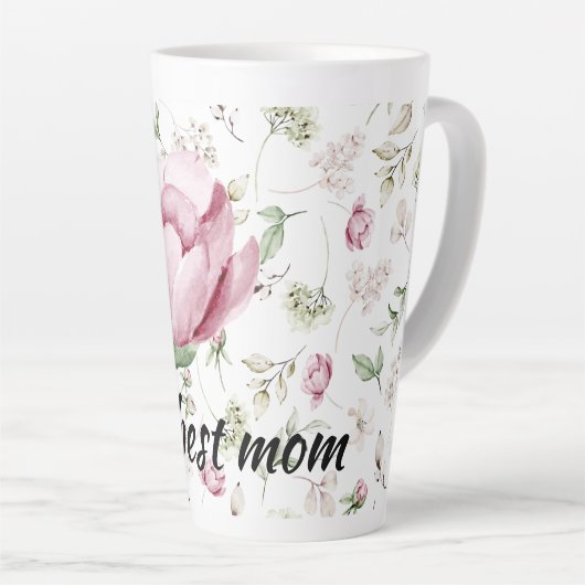 Pink Peonies Beste Mama Latte Tasse (Rechte Ecke)