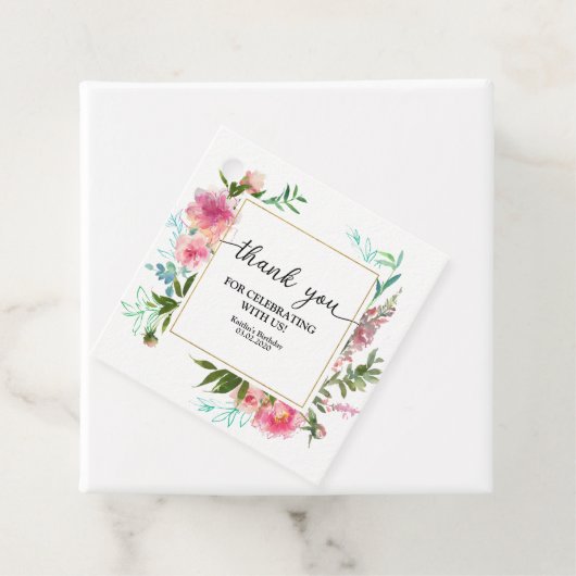 Pink Peonies Birthday Geschenkanhänger (Beispiel)