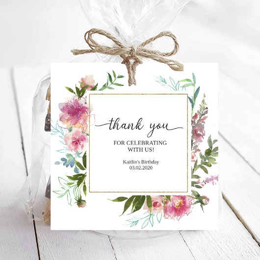 Pink Peonies Birthday Geschenkanhänger