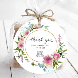 Pink Peonies Birthday Geschenkanhänger