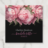 Pink Peonies Black Junggeselinnen-Abschied Geschenkanhänger (Vorderseite)