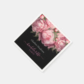 Pink Peonies Black Junggeselinnen-Abschied Serviette (Ecke)