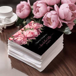 Pink Peonies Black Junggeselinnen-Abschied Serviette