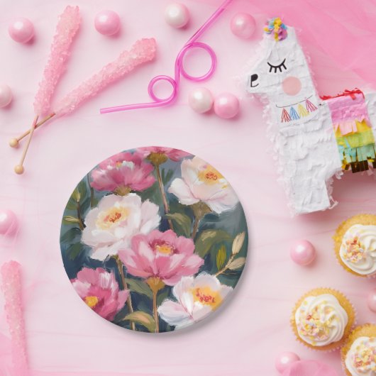 Pink Peonies Blume Bouquet Pappteller (Party)