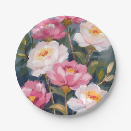 Pink Peonies Blume Bouquet Pappteller