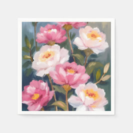 Pink Peonies Blume Bouquet Serviette