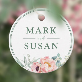 Pink Peonies Blume Hochzeit Geschenkanhänger