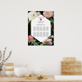Pink Peonies Blume Hochzeitskizze Poster (Küche)