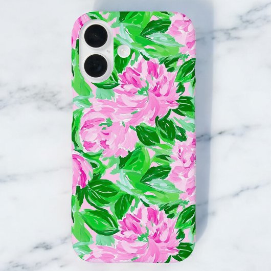 Pink Peonies Blume Pattern iPhone 16 Hülle