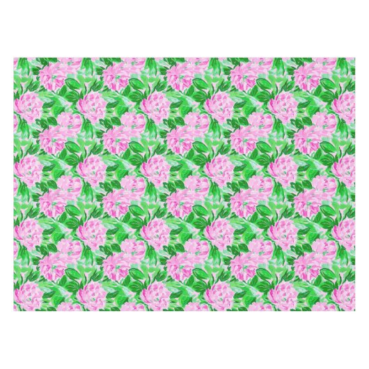 Pink Peonies Blume Pattern Tischdecke (Vorderseite (Horizontal))
