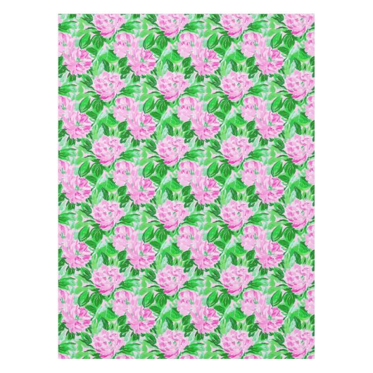 Pink Peonies Blume Pattern Tischdecke (Vorderseite)
